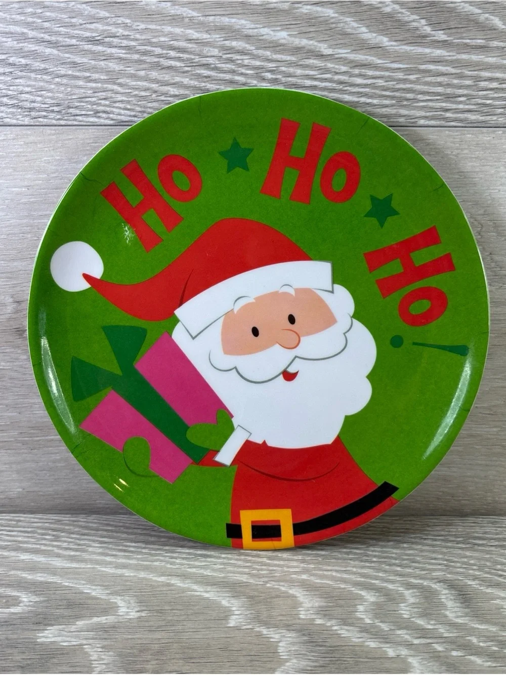 Set Of 4 Kids Holiday-Themed Melamine Plate Santa Snowman Reindeer Penguin 8”
